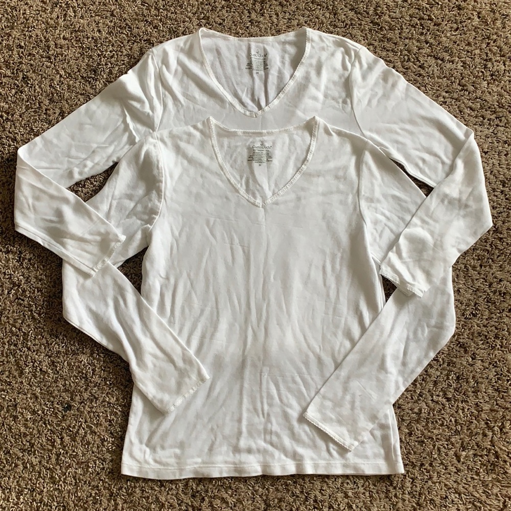 2 Cuddl Duds long sleeve off white T’s